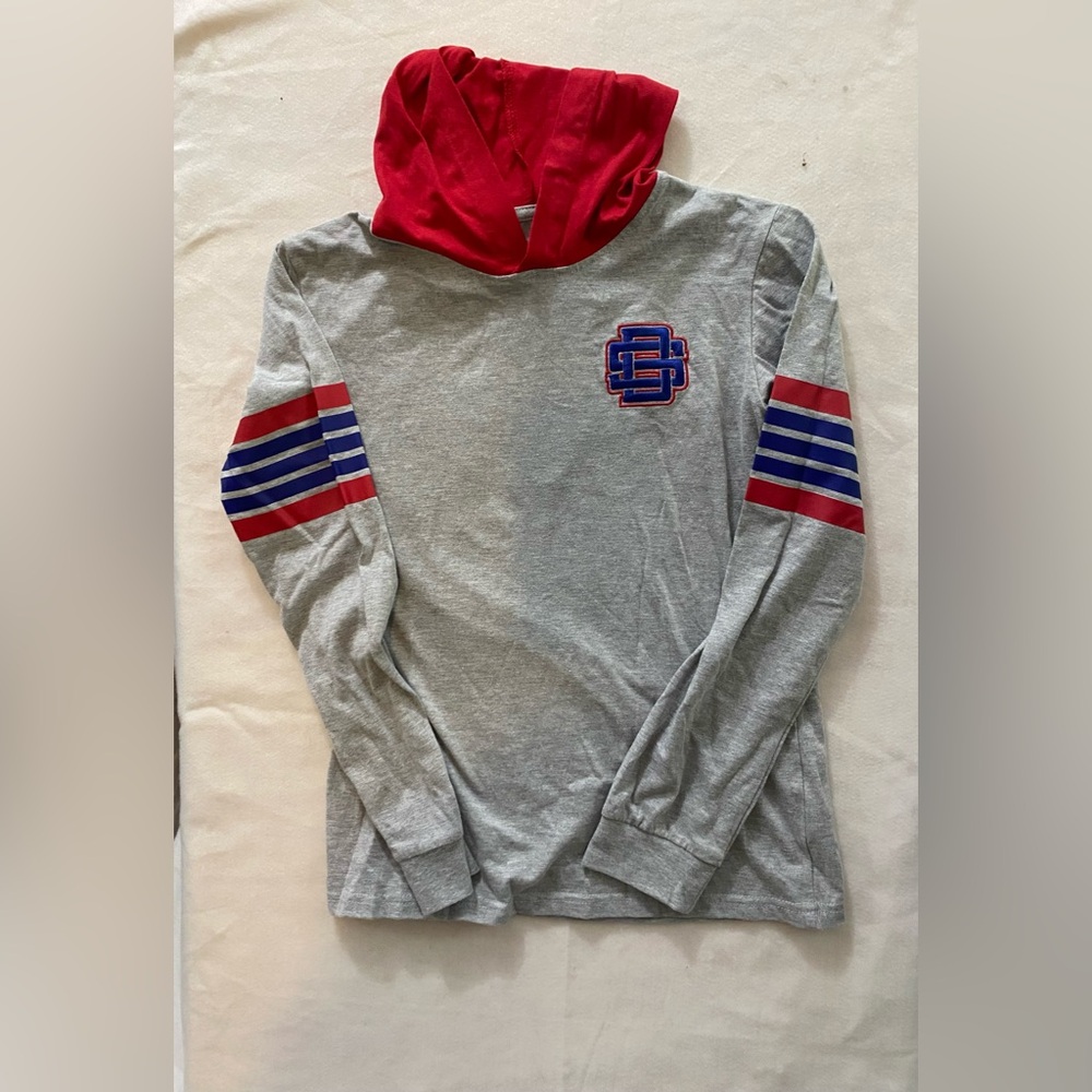 Dog Supply by‎ Snood Dog Gray and Red Hooded Jersey Sweatshirt  size 18 Boys